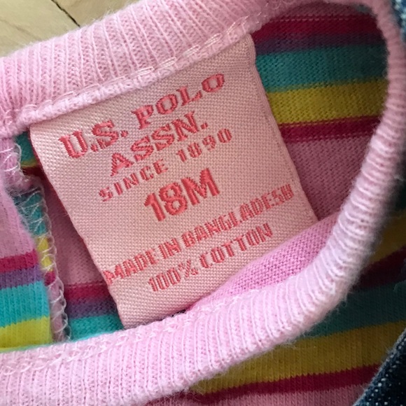 US Polo Association Overalls & Pink Stripe Onesie - Picture 5 of 7